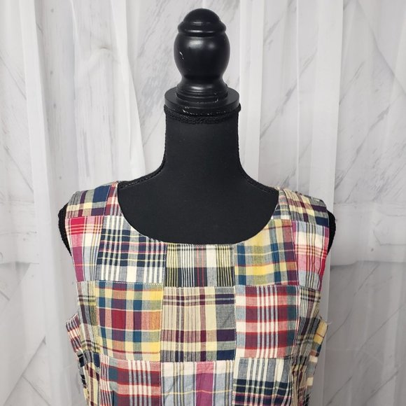 Northystyle Madras Patchwork Plaid Knee Length Sleeveless Dress Size 10 - Picture 2 of 12